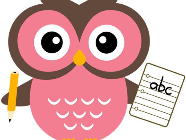 Cartoon Owlwith Penciland Note PNG image