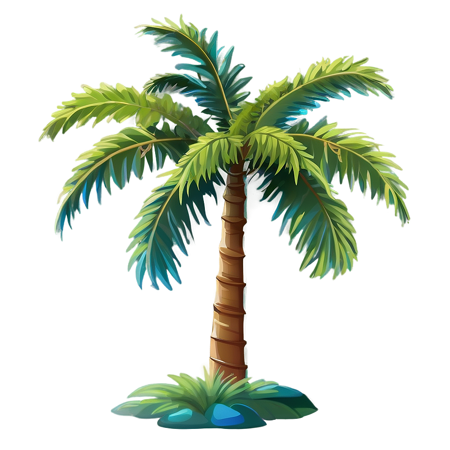 Cartoon Palm Tree With Sun Png 10 PNG image