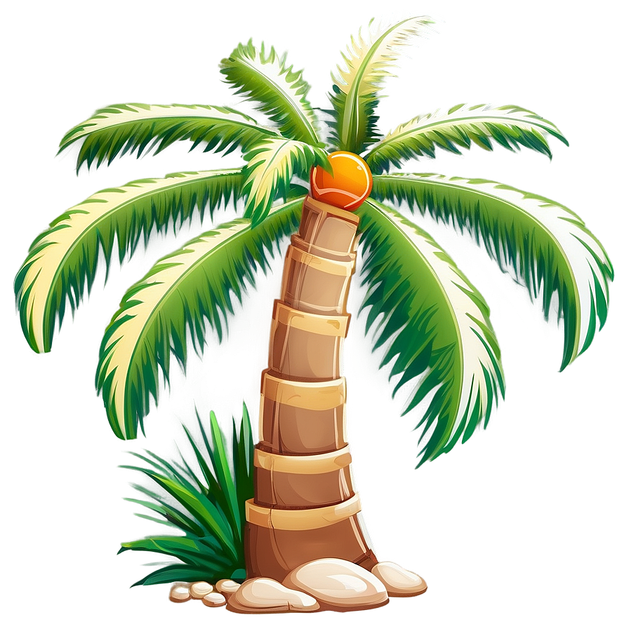 Cartoon Palm Tree With Sun Png Uyd PNG image