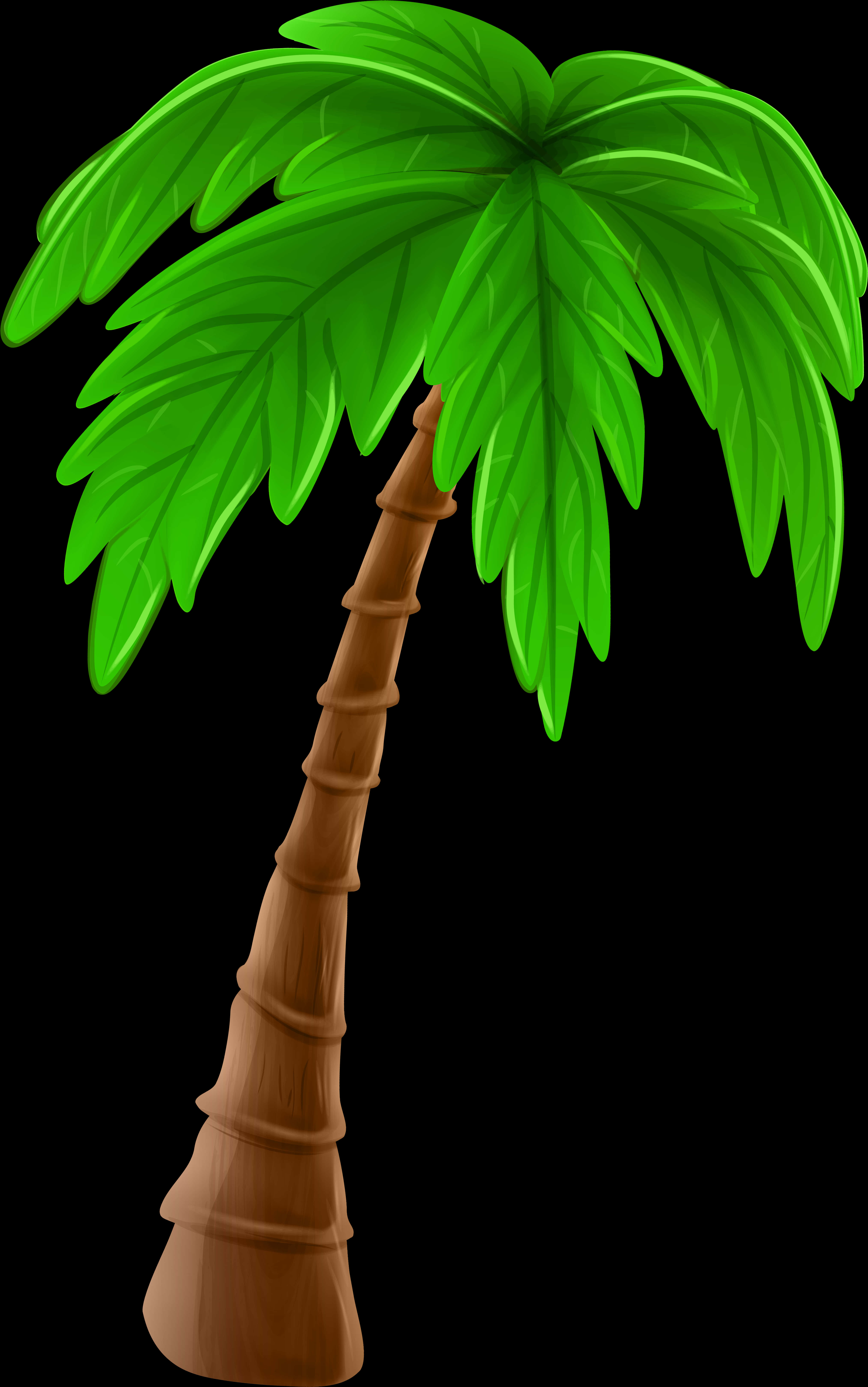 Cartoon Palm Treeon Black Background PNG image