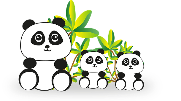 Cartoon Panda Family Bamboo Background PNG image