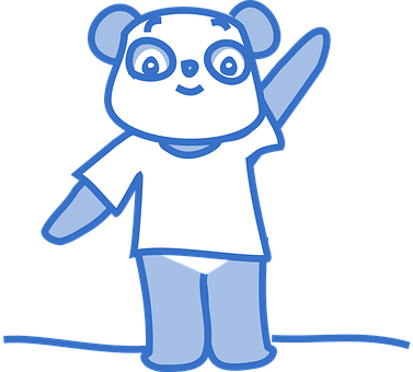 Cartoon Pandain Blue T Shirt PNG image