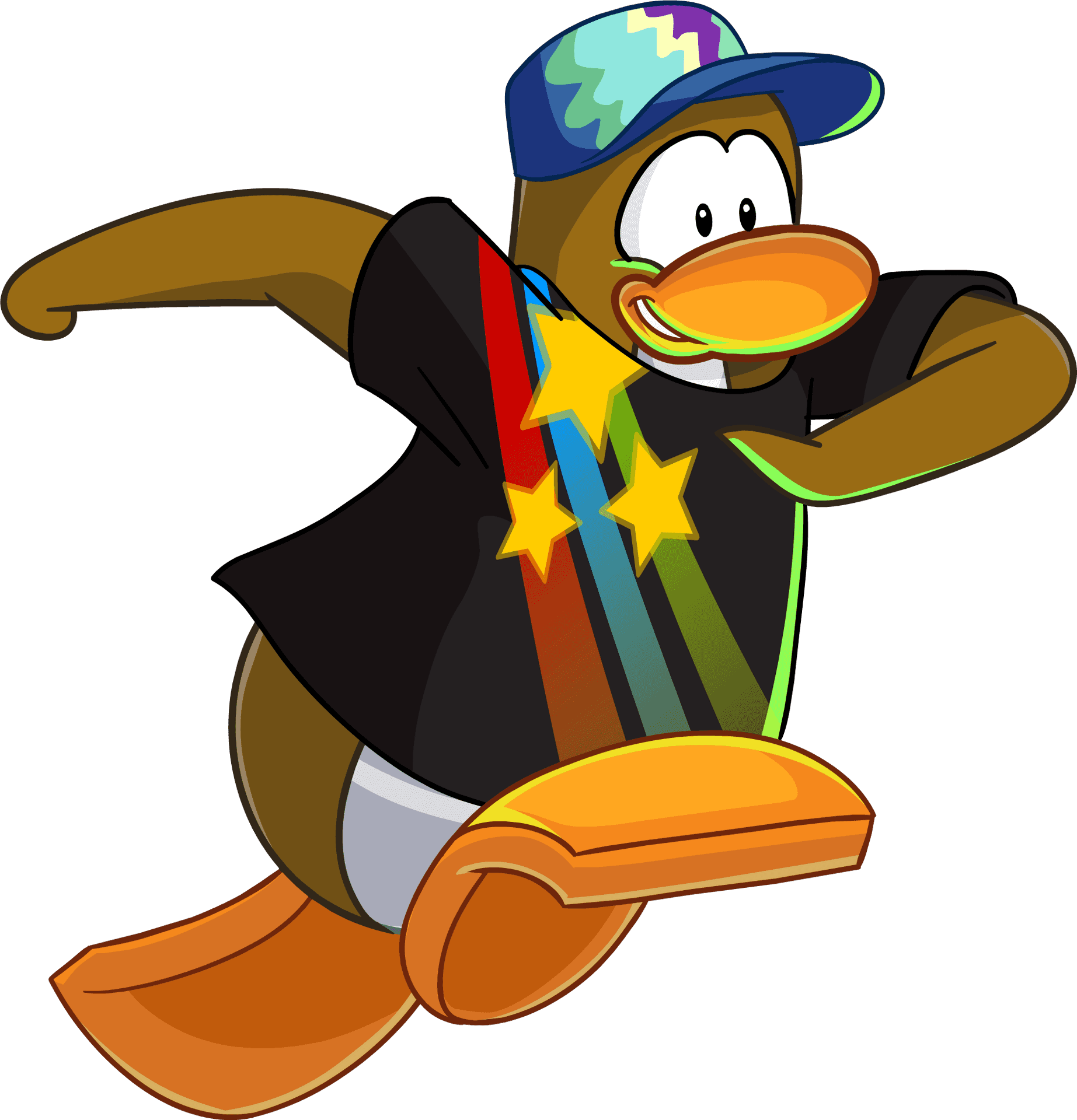 Cartoon Penguin Detective Skating PNG image