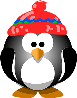 Cartoon Penguin Wearing Colorful Hat PNG image