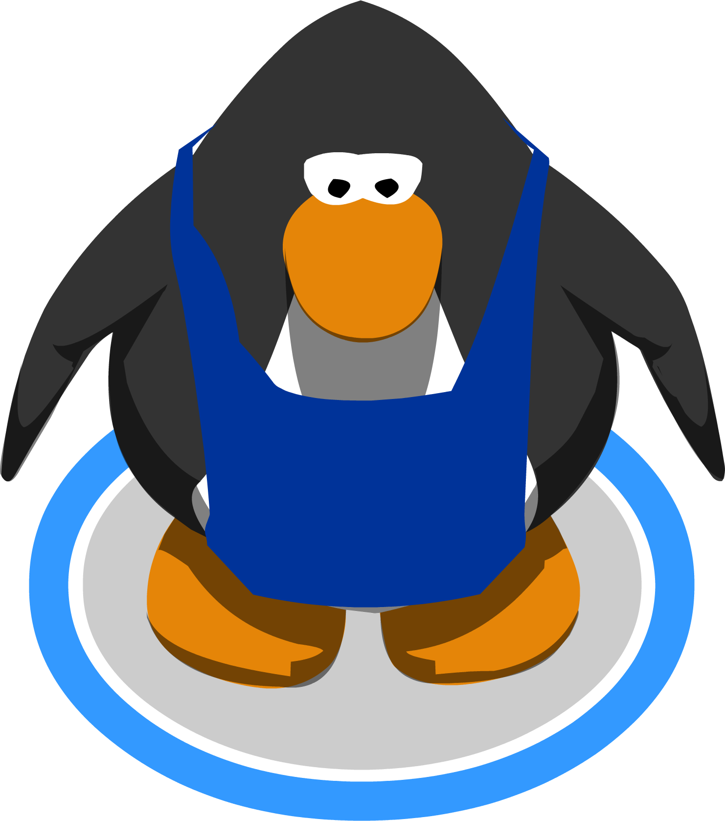 Cartoon Penguinin Blue Apron PNG image