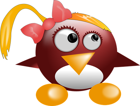 Cartoon Penguinwith Bow PNG image