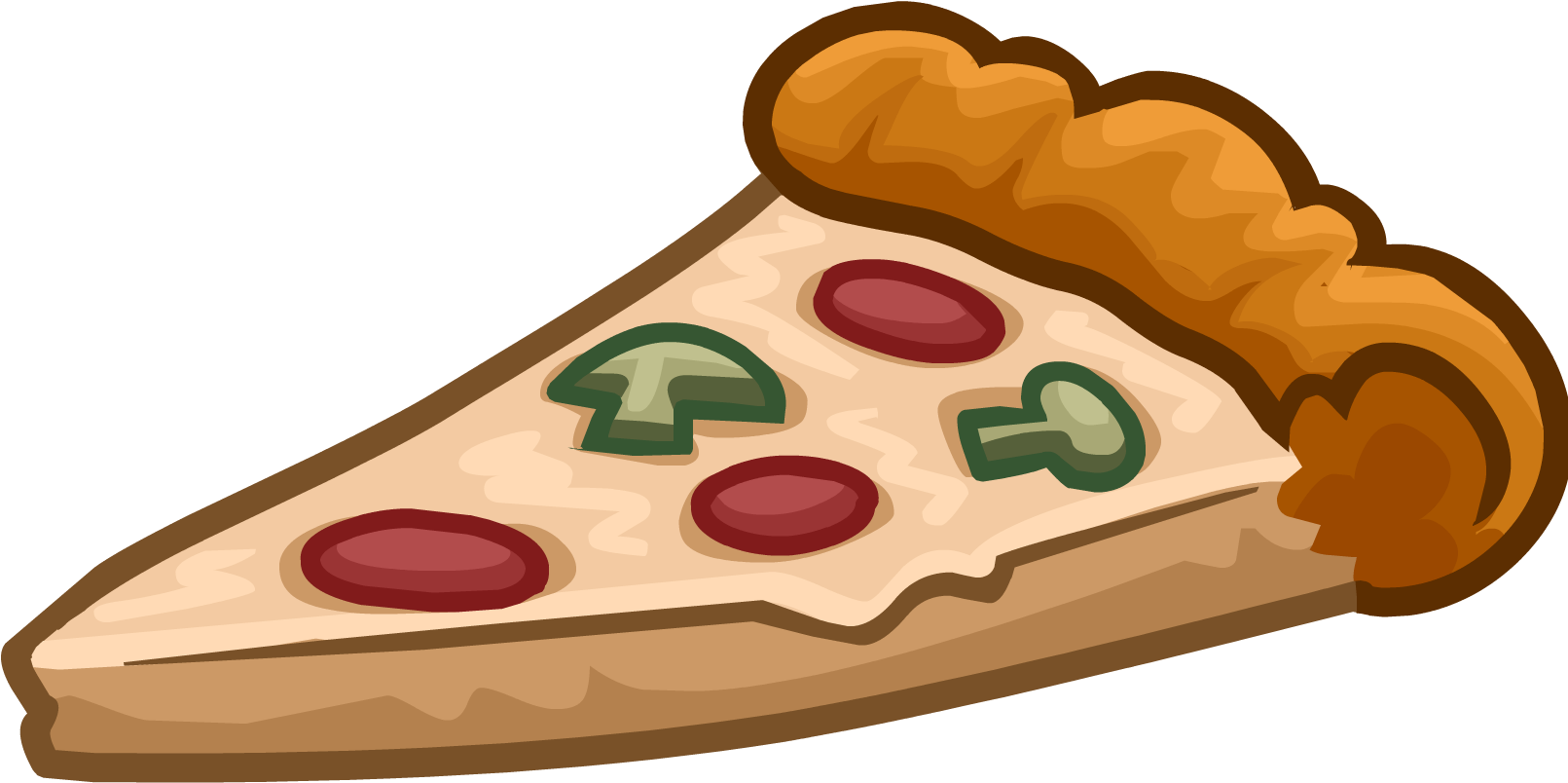 Cartoon Pepperoni Mushroom Pizza Slice PNG image