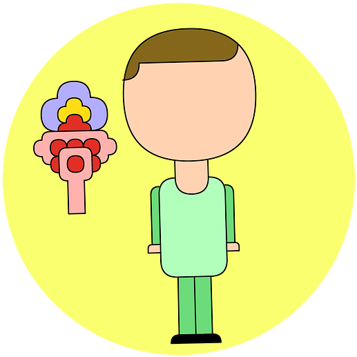 Cartoon Person Thinking About Flowers PNG image