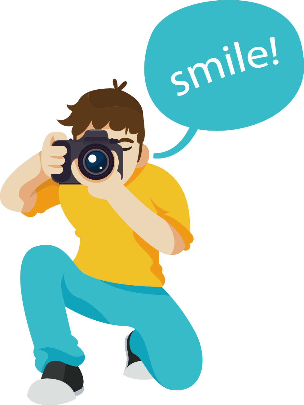 Cartoon Photographer Capturing Smile PNG image