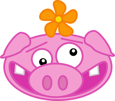 Cartoon Pigwith Flower PNG image