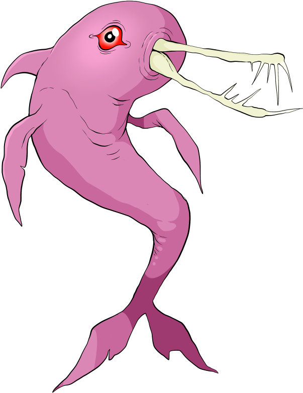 Cartoon Pink Dolphinwith Narwhal Tusk PNG image