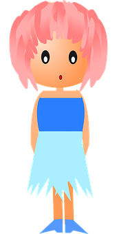 Cartoon Pink Haired Girl Illustration PNG image