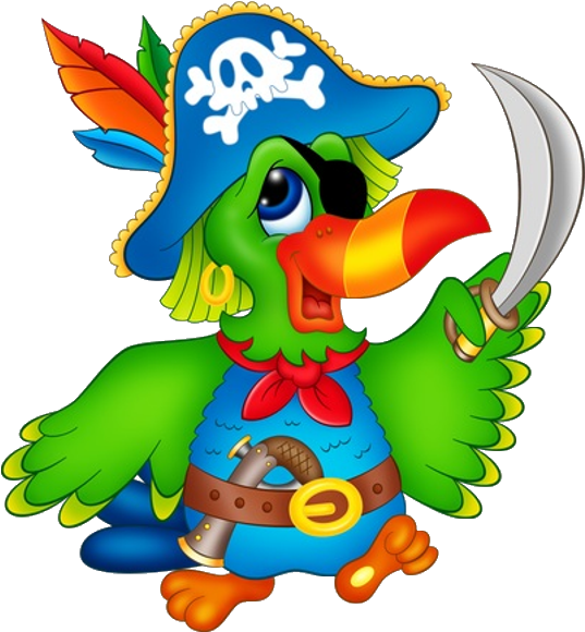 Cartoon Pirate Parrotwith Sword PNG image