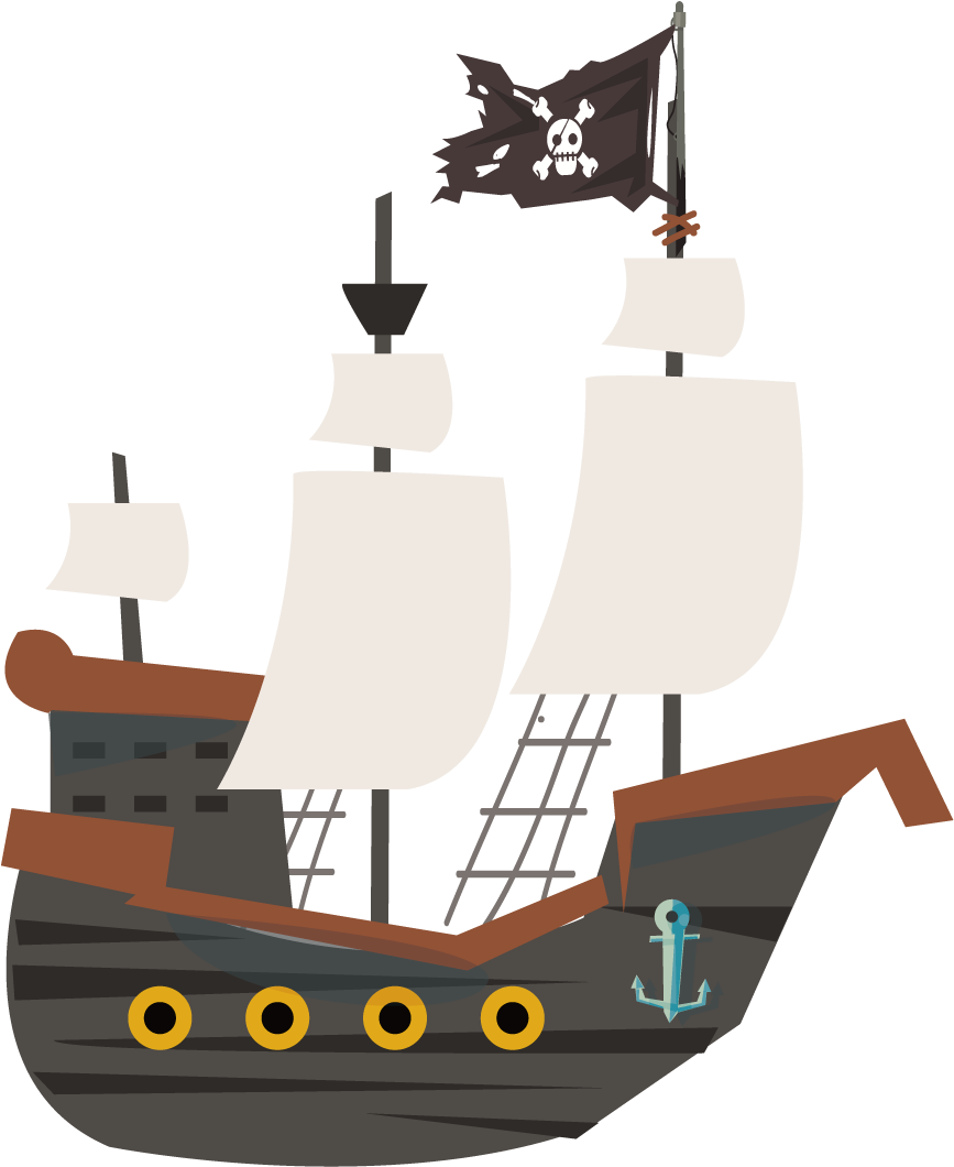 Cartoon Pirate Ship Illustration PNG image