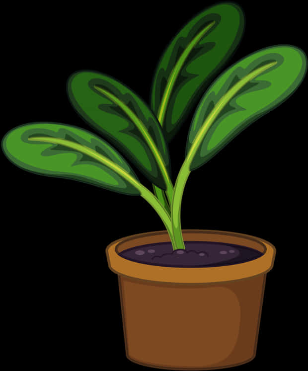 Cartoon Plantin Brown Pot PNG image