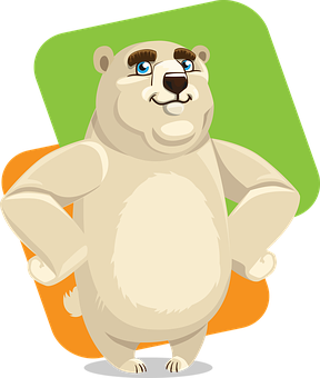 Cartoon Polar Bear Happy Expression PNG image