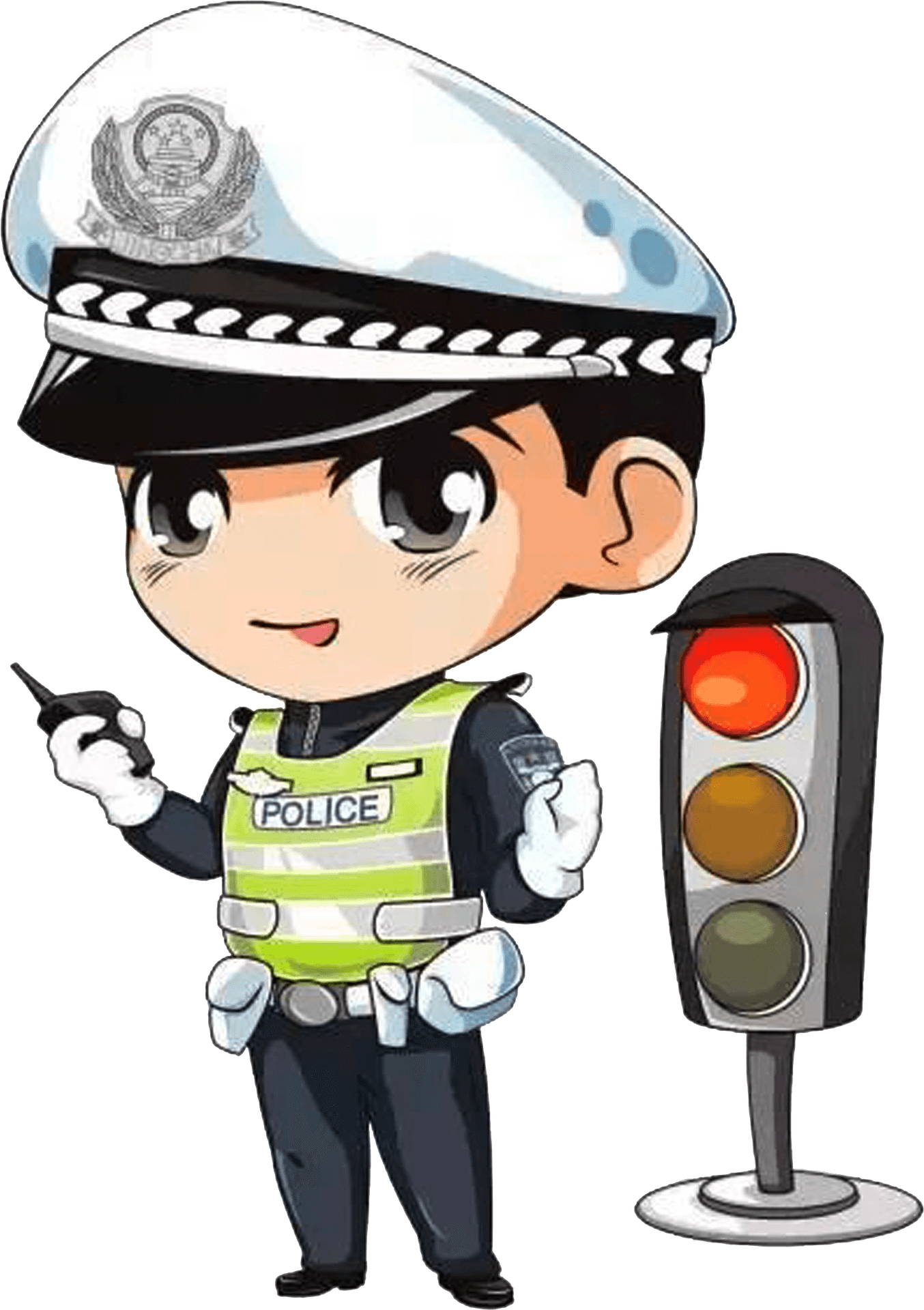 Cartoon Police Officer Traffic Control PNG image