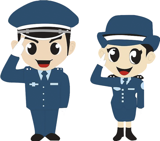 Cartoon Police Officers Saluting PNG image
