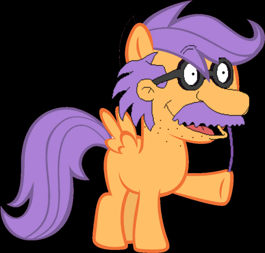 Cartoon Ponywith Glassesand Mustache PNG image