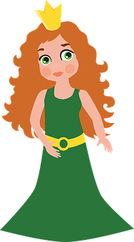 Cartoon Princessin Green Dress PNG image