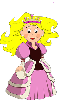 Cartoon Princessin Pink Dress PNG image