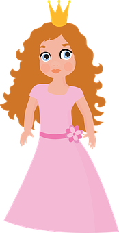 Cartoon Princessin Pink Dress PNG image
