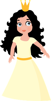 Cartoon Princessin Yellow Dress PNG image