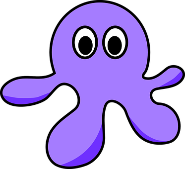 Cartoon Purple Octopus Graphic PNG image