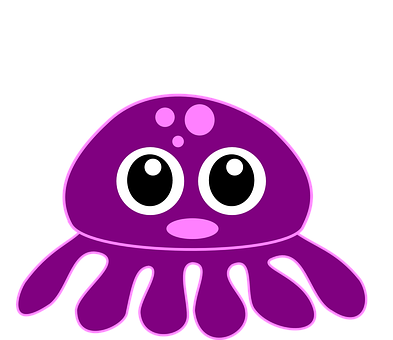 Cartoon Purple Octopus Vector PNG image