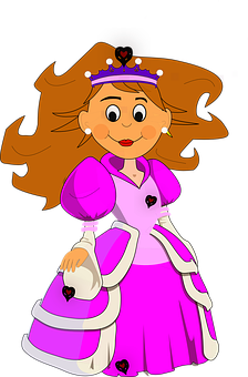 Cartoon Queenin Pink Dress PNG image