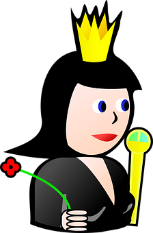 Cartoon Queenwith Scepterand Flower PNG image