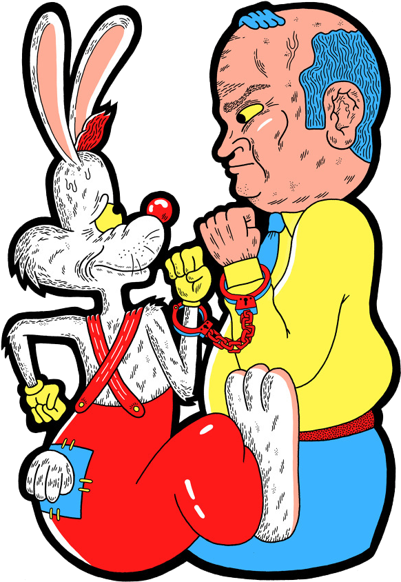 Cartoon Rabbit And Man In Handcuffs PNG image