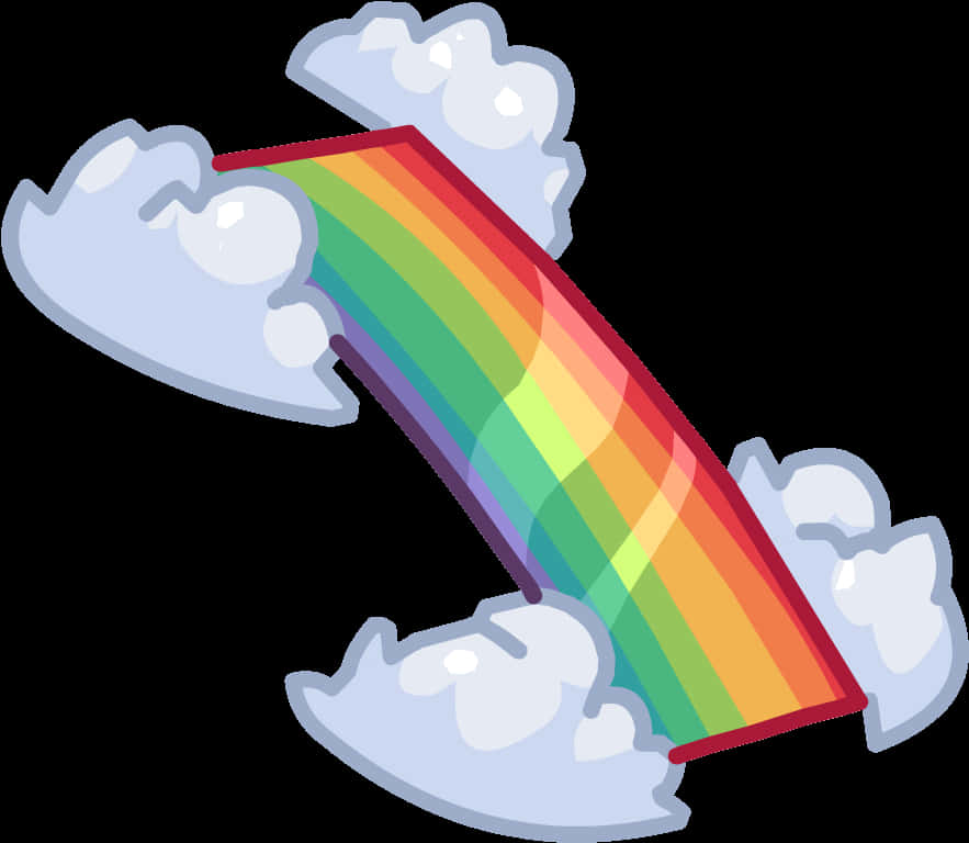 Cartoon Rainbow Emerging From Clouds.png PNG image