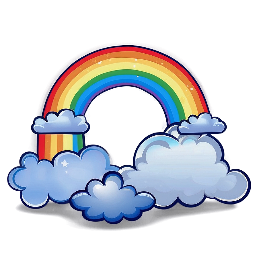 Cartoon Rainbow With Clouds Png 42 PNG image