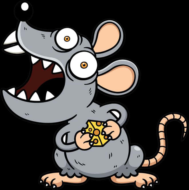 Cartoon Rat Holding Cheese PNG image