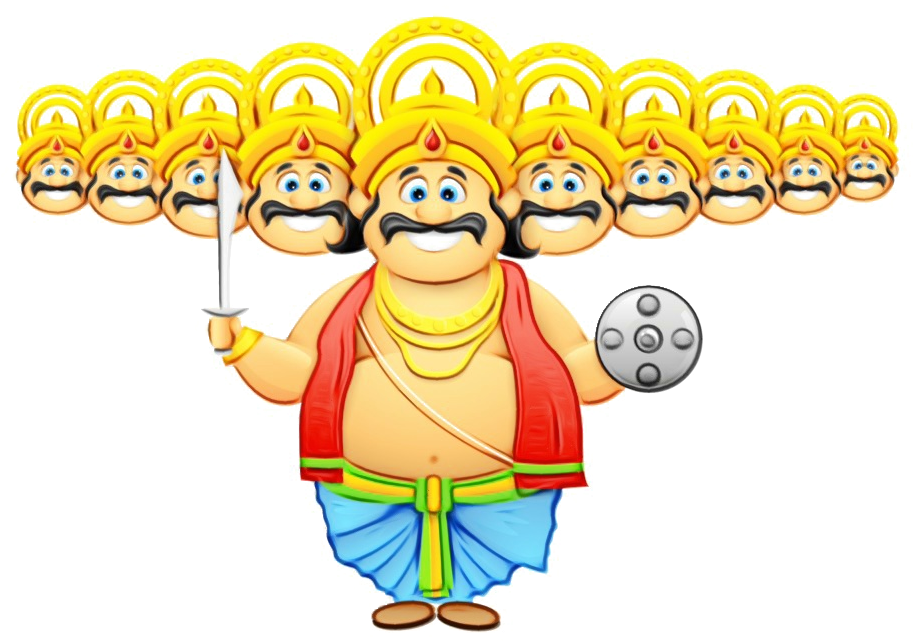 Cartoon Ravanawith Ten Heads Dussehra Celebration PNG image