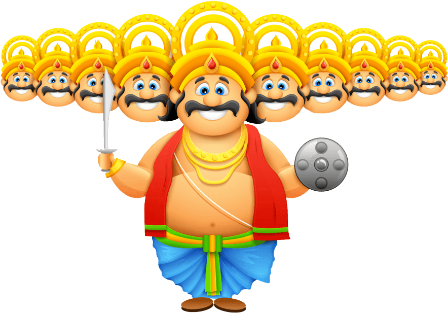 Cartoon Ravanawith Ten Heads Dussehra Celebration.png PNG image