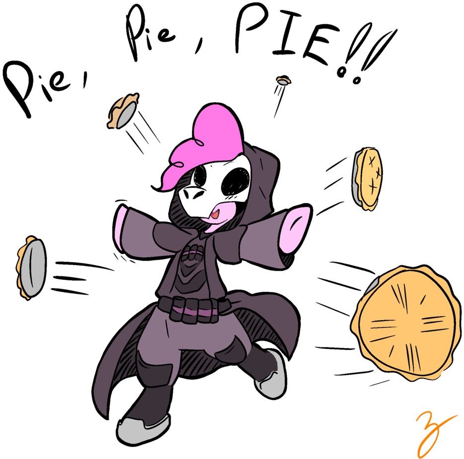 Cartoon Reaperwith Pies PNG image