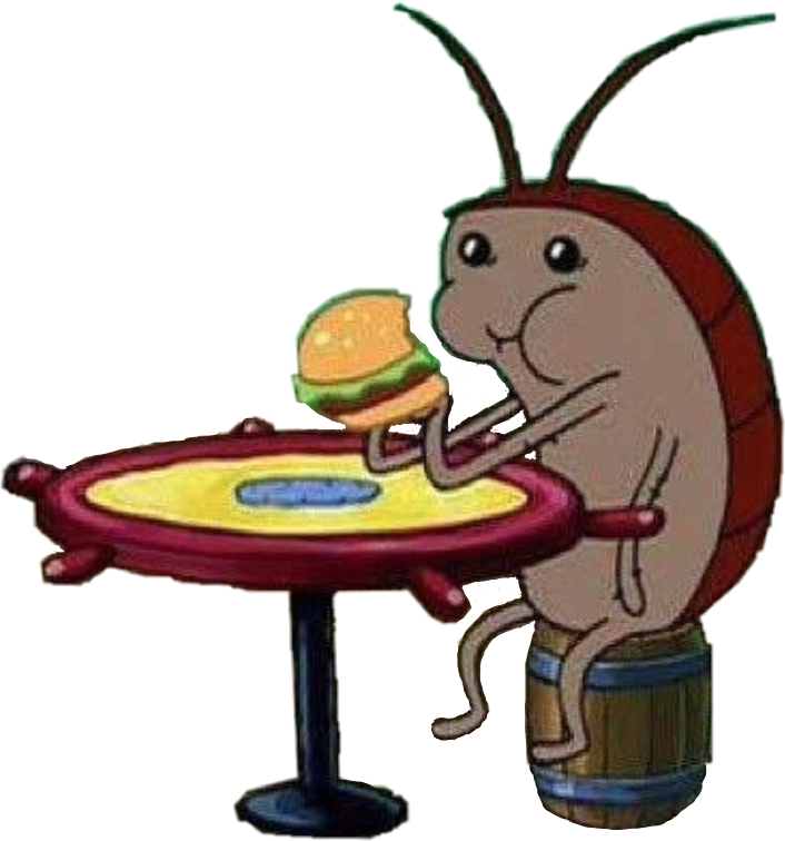 Cartoon Roach Eating Burger PNG image