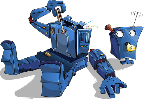 Cartoon Robots Disassembled PNG image