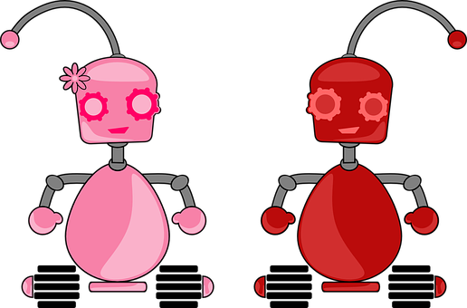 Cartoon Robots Pinkand Red PNG image