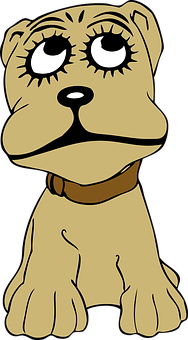 Cartoon Sad Brown Dog PNG image