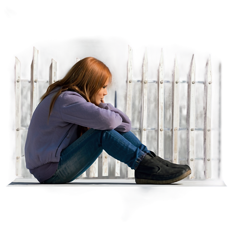 Cartoon Sad Person Sitting Png Mfi45 PNG image