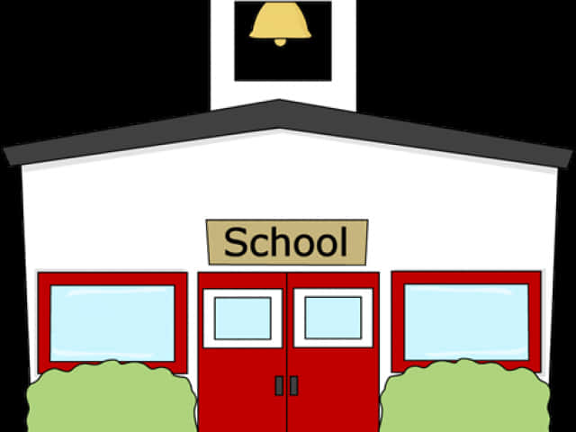 Cartoon School Building Front View PNG image