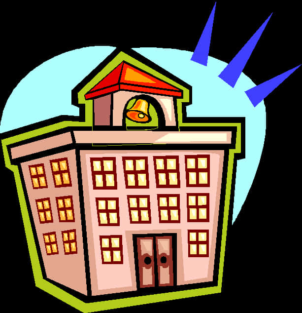 Cartoon School Building Illustration PNG image