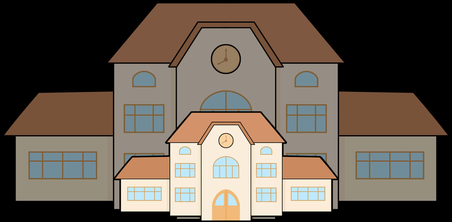 Cartoon School Building Illustration PNG image