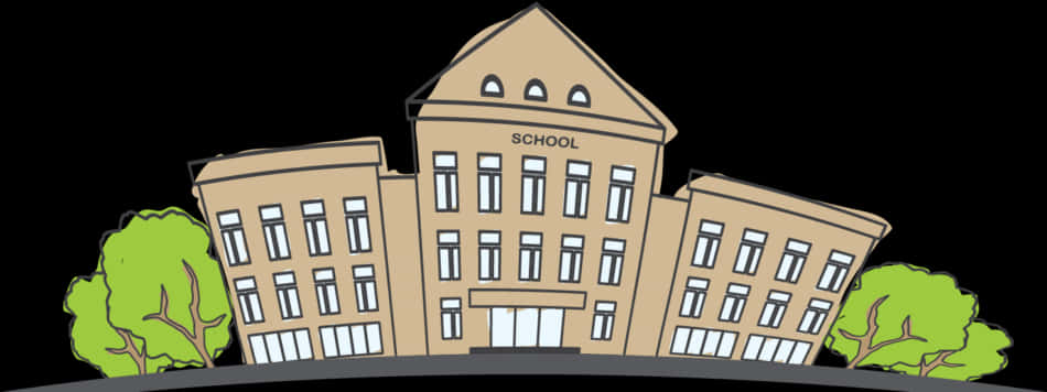 Cartoon School Building Night Scene PNG image
