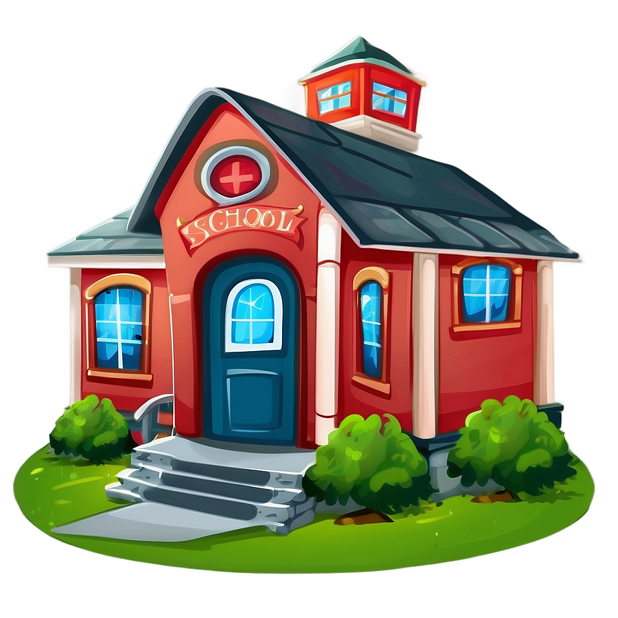 Cartoon School House Png 05212024 PNG image