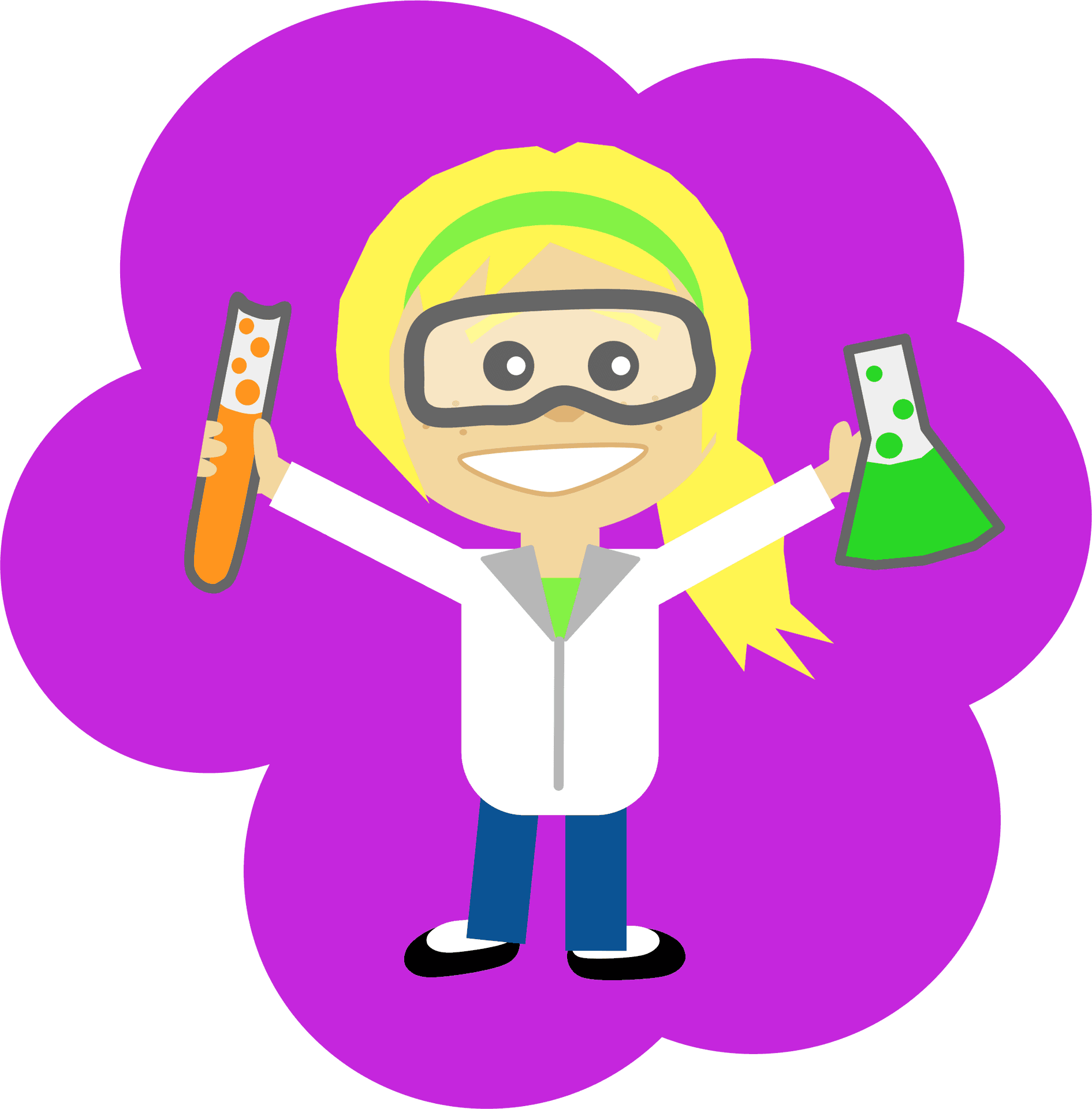 Cartoon Scientist Holding Test Tubes PNG image