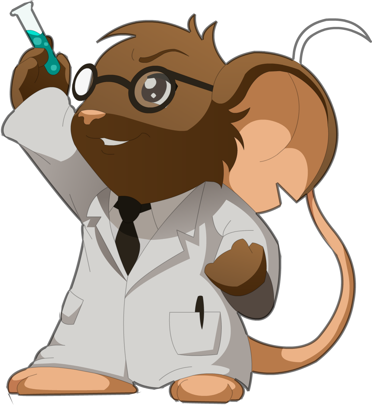 Cartoon Scientist Mouse Holding Test Tube PNG image
